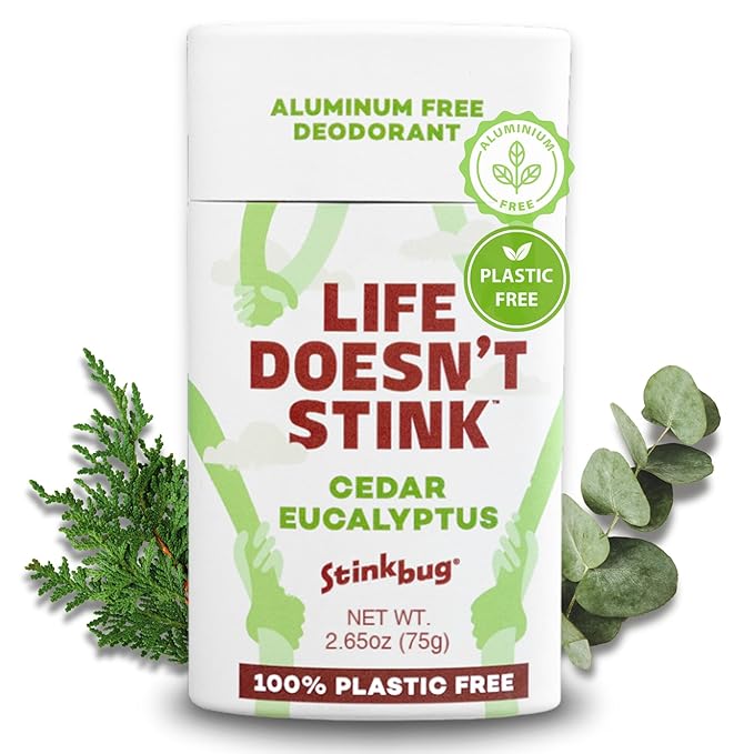 Stinkbug Naturals Organic Plastic Free & Aluminum Free Deodorant Stick with Cedar Eucalyptus and Coconut Oil | 2.65 Ounce Pack of 1