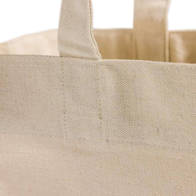 Recycled Cotton Canvas Tote Bags with Gusset – 12 Pcs Bulk Reusable Canvas Bags with Handles for Shopping, Work Bag