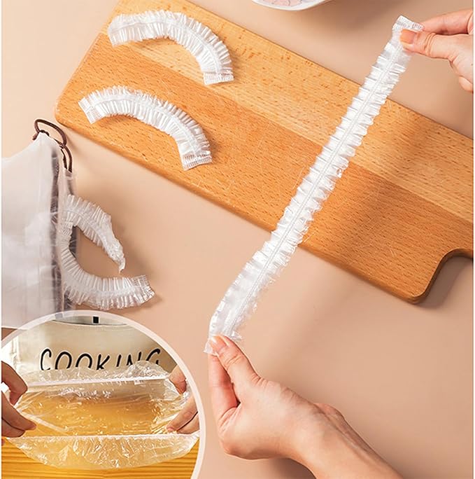 300pcs Reusable Elastic Food Covers - Universal Stretchable Clear Adjustable Plastic Plate & Bowl Covers, Outdoor Fresh Keeping Bags, Kitchen Baking Picnic and Food Storage Bread Proofing Cover.