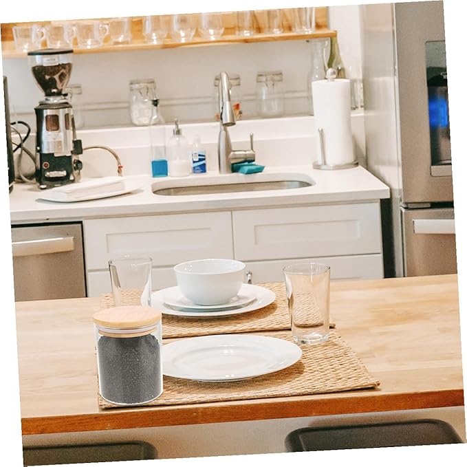 3 Pcs Glass Storage Jars with Wooden Airtight Lids Kitchen Sealed Containers for Snacks Tea Candy Flour Pantry Organization