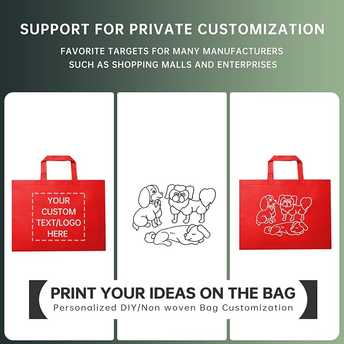 Custom Tote Bags Set of 50, Bulk Pack Grocery Shopping Travel Business Activities advertisement Reusable Bag