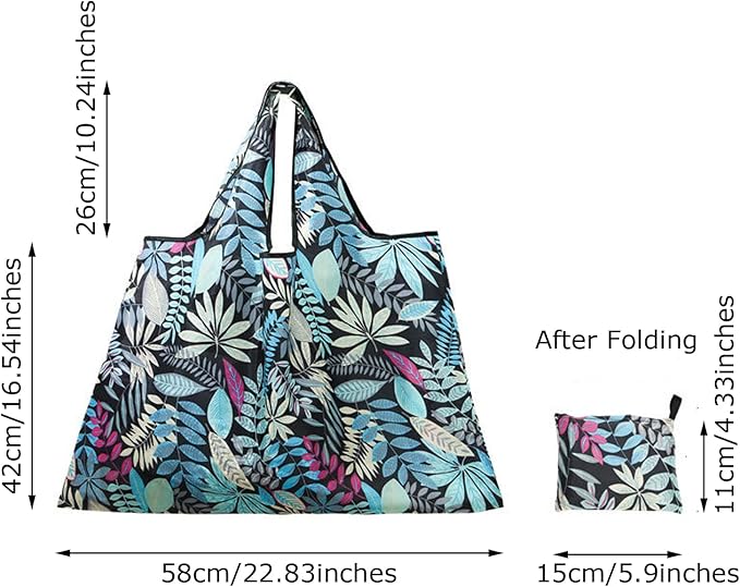 6 Packs Oxford Cloth Reusable Grocery Bags Cute Foldable Washable Grocery Bags Lightweight Shopping Tote Bags