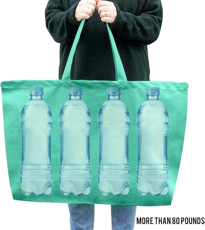 Large Canvas Tote Bag-Extra Big Shopping Beach Totes Bags Reusable Largest Grocery Plain Solid Bag 28"x8"x16"
