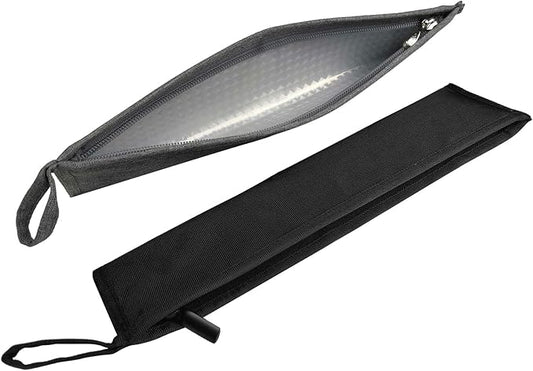 Aosbos Reusable Straws Pouch Carrying Case for Metal, Silicone, Paper, Plastic, Tumbler Straws, Stainless Steel Chopstick, (2-PACK, 11.8 IN, Grey) Black & Grey
