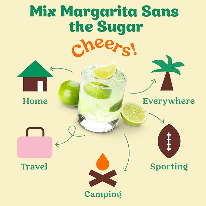 Craftmix Skinny Margarita Cocktail & Mocktail Drink Mixer, Skinny Mixes - Water Flavoring Packets - Made With Real Fruit - Vegan, No-Carb, No-Sugar, Non-GMO, Dairy Free, Gluten Free, 24 Pack