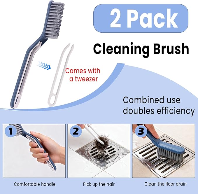 6pcs Crevice Cleaning Brush Multifunctional Hard Bristle Grout Cleaner Brush Crevice Cleaning Tools Bathroom Cleaning Brush with Clip,Kitchen Brush for Household, Kitchen, Window, Sink, Toilet, Grout