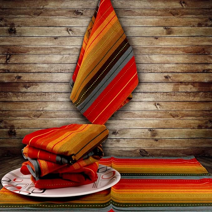 Urban Villa Kitchen Towels 100% Cotton Dish Towels for Kitchen (Set of 6) 20"x30" Highly Absorbent Kitchen Linen Set with Hanging Loop Dish Cloths Perfect for Drying Dishes Cleaning Towels - Red Multi