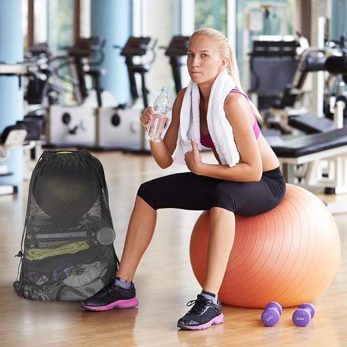 2 Packs Swim Bag Mesh Drawstring Backpack Oversized 18" x 26", Large Mesh Drawstring Backpack for Beach, Swimming, Gym, and Workout Gear (Black)