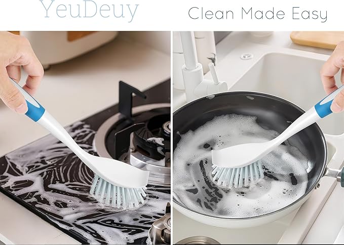 Dish Brush, Dish Scrubber & Kitchen Scrub Brush for Dishes, Pots, Pans, Sink, Cast Iron, Yellow Blue 20 Pack
