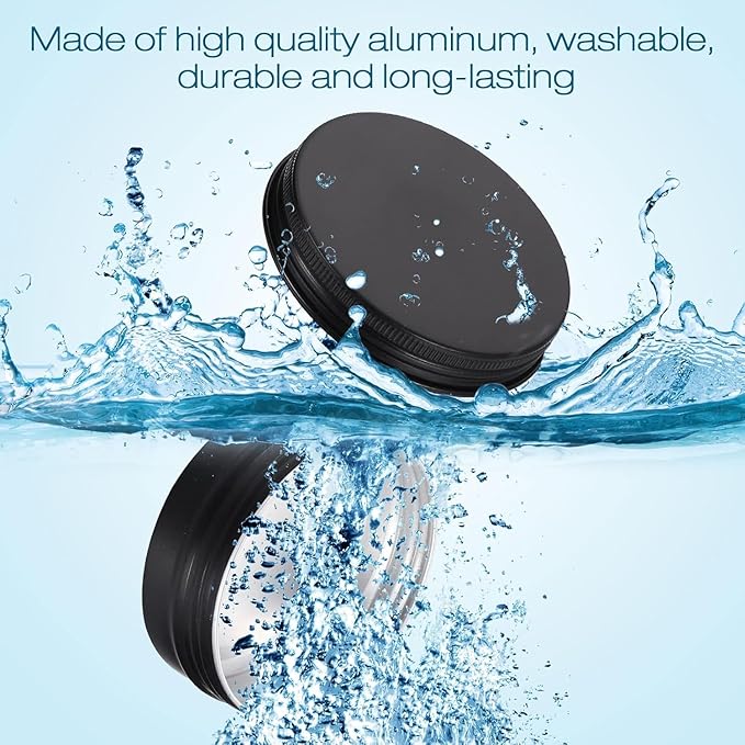 Patelai 64 Pieces Lip Balm Tin Containers Screw Top Round Tin Cans Aluminum Jar with Screw Lid, Empty Bottle Travel Cosmetic Sample Container for DIY(0.5 oz,Matte Black,)