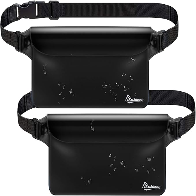 Waterproof Fanny Pack with Triple Zip Lock, Submersible Up to 32FT Dry Bag Pouch, Touchscreen Phone Case for Beach, Cruise, Swimming & Kayaking Essentials