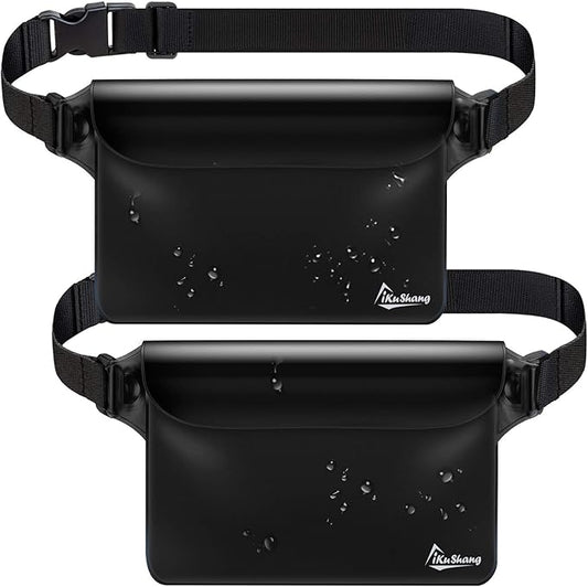 Waterproof Fanny Pack with Triple Zip Lock, Submersible Up to 32FT Dry Bag Pouch, Touchscreen Phone Case for Beach, Cruise, Swimming & Kayaking Essentials