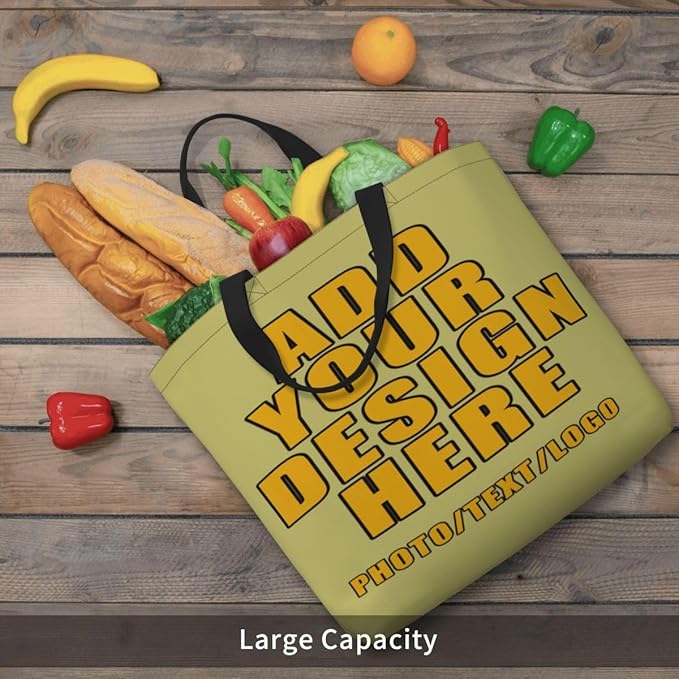Custom Large Black Tote Bag With Pocket Extra Large Reusable Grocery Bags