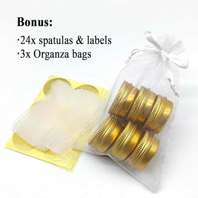10ml Aluminum Tin Jar, 1/3 oz Makeup Container, 10g Aluminum Screw up Lid Small Round Container Bottle for Cosmetics Lip Balm Cream Toner Eyeshadow Candle Tea Beads, 24 Pack Gold Color Tins