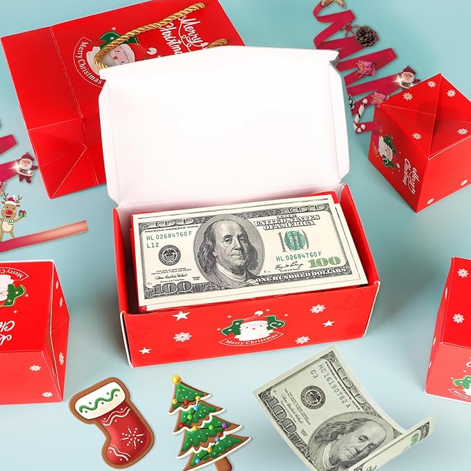 CSMGY Surprise Box Gift for Money, Christmas Surprise Gift Box Explosion, Folding Bouncing Gift Box for Christmas Birthday Anniversary, 12 Bounces Boxes (Red)