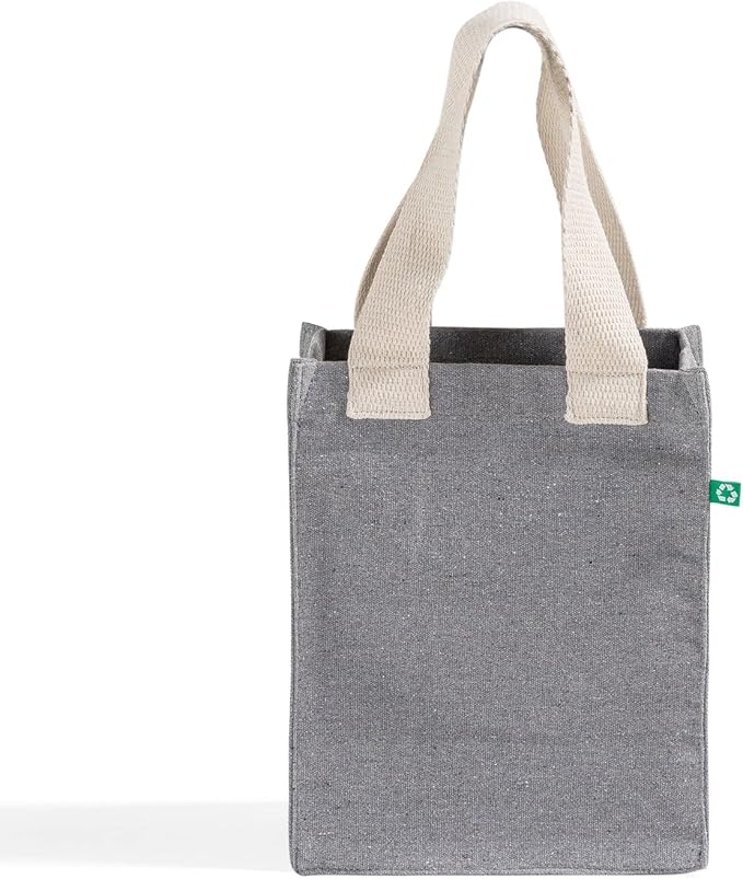Recycled Canvas Book Bag with Full Gusset – 6 Pcs Eco-Friendly Reusable Tote Bags with Shoulder Straps, Bulk
