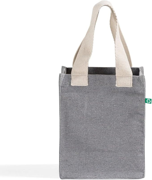 Recycled Canvas Book Bag with Full Gusset – 6 Pcs Eco-Friendly Reusable Tote Bags with Shoulder Straps, Bulk