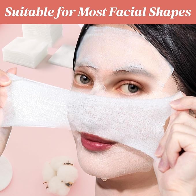 Stretchable Wet Compress Cotton Pads, 100 Count (Pack of 1) Ultra Thin Cotton Pads for Face, Nature Plant Fiber High Efficiency Wet Compress, Soft & Non-Irritating