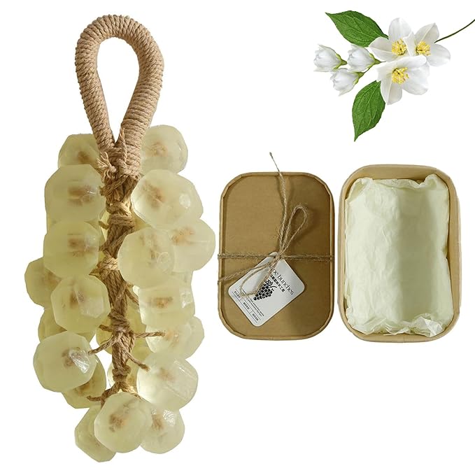 Crystal Grape Soap, Personalized Original Handmade Crystal Grape Soap for Gentle Cleansing, Decorative Grapes Cluster Gift Set for Bath (1, Jasmine scent)