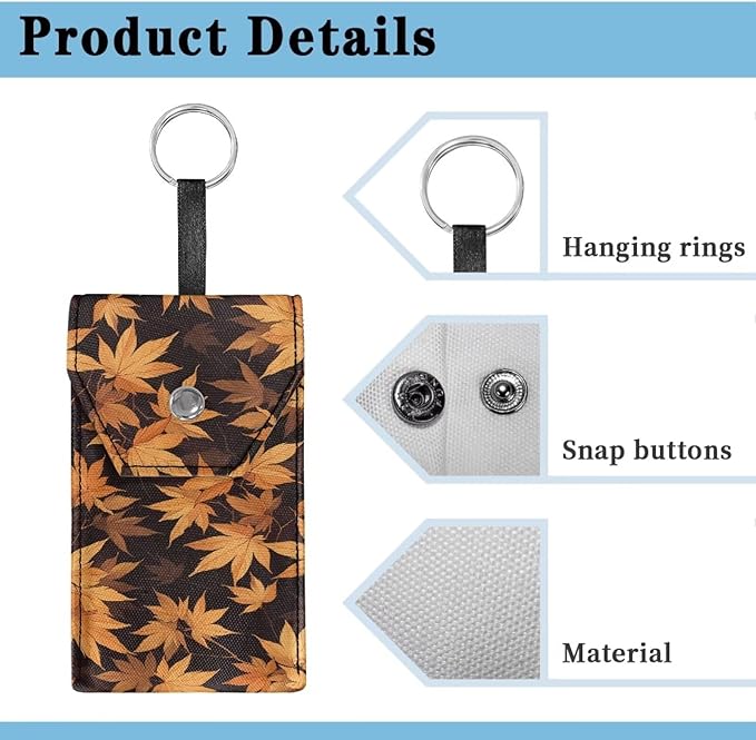 Maple Leaf Print Purse Tissue Holder Portable Pocket Tissue Holder for Coin Keys Tissues with Hanging Rope for Thanksgiving Snap Button Enclosed