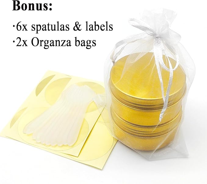 80ml Aluminum Tin Jar, Refillable Makeup Container 80g Gold Screw up Lid Small Round Container Bottle for Cosmetics, Lip Balm, Cream, Toner, Eyeshadow, Candle, Tea, Beads, Nails, 10 Pack Tins