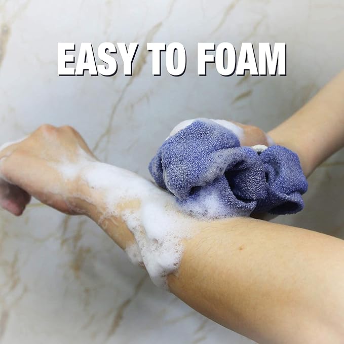 Evridwear Exfoliating Back Scrubber with Handles Two Sides for Body Shower Deep Cleans Skin Massages Invigorating Blood Circulation Men Women One Size (Back Scrubber + Heavy Gloves)