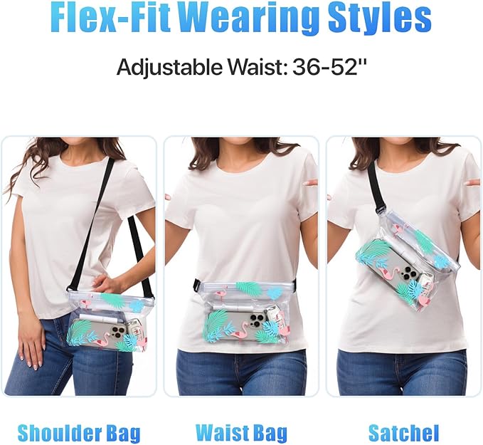 F-color Waterproof Fanny Pack - Cruise Essentials 2025 - Waterproof Pouch, Triple Zipper Roll-Top Dry Bag for Phone with Adjustable Waist Strap, Keep Passport Valuables Dry for Beach Kayaking Boating