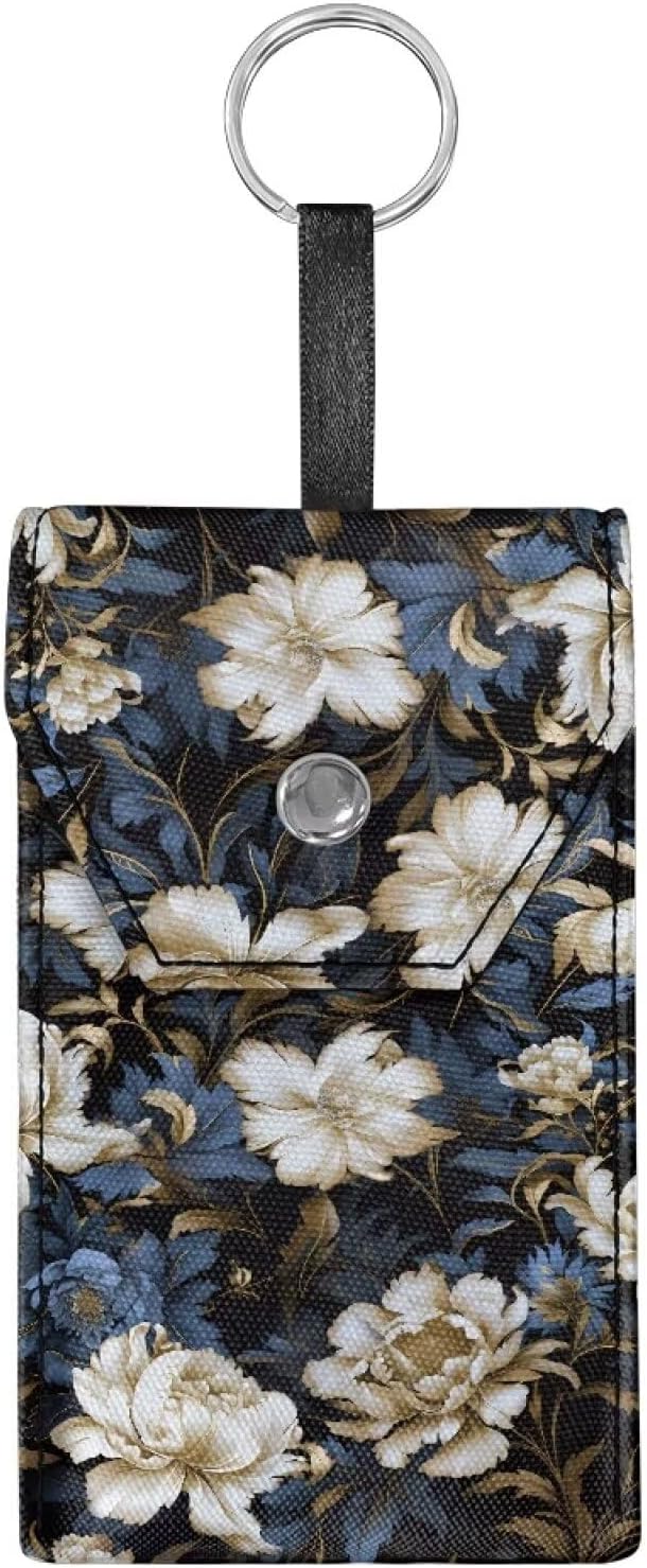Vintage Flower Travel Tissue Holder Portable Tissue Holder for Purse Coin Keys Purse Size Tissues Packs with Hanging Rope Snap Button Enclosed