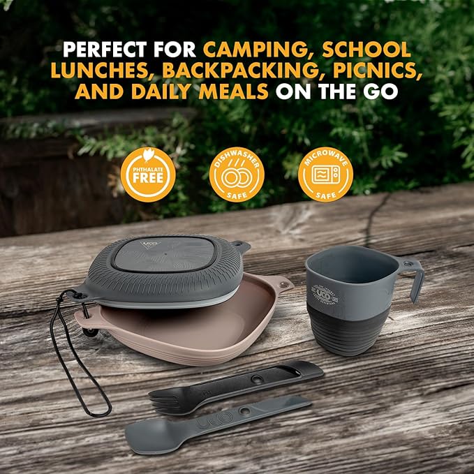 UCO 6-Piece Camping Mess Kit with Bowl, Plate, Camp Cup, and Switch Spork Utensil Set