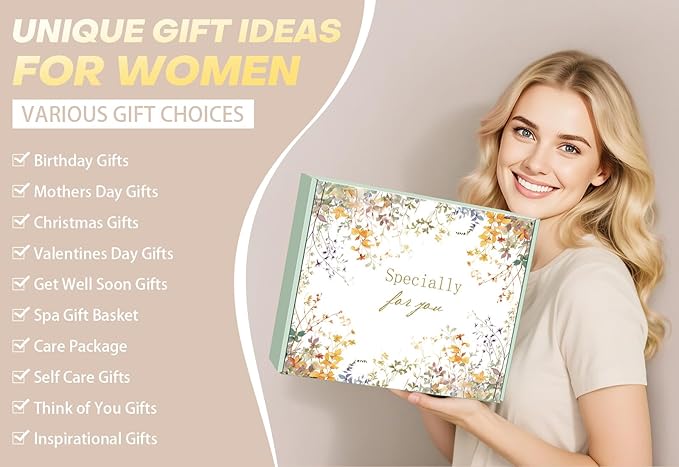 Self Care Gifts for Women Spa Gift Basket Birthday Gifts for Women, Get Well Soon Gift Baskets Thinking of You Relaxation Stress Relief Care Package, Christmas Gifts for Mom Friend Sister(Ivory)