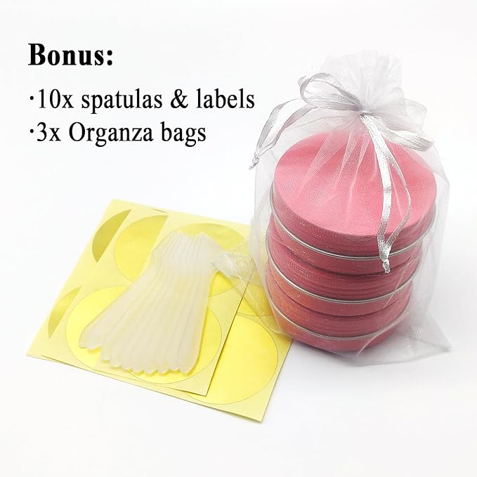 10pcs 60ml Round Lip Balm Tin Cans, 60 Gram Aluminum Tins Cosmetic Sample Containers with Screw Lid, 60g Metal Empty Tins Storage Travel Jars for Salves, Lip Balms, Face Cream, Candle, Tea