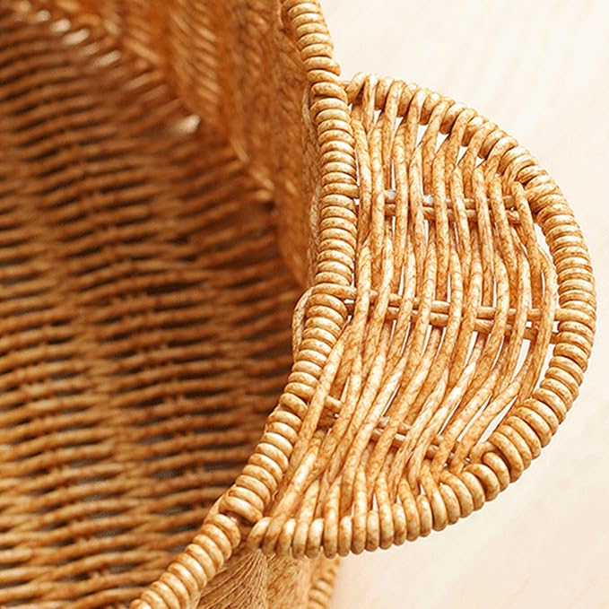 Natural Woven Bear Ear Wall Shelf Handmade Storage Basket for Small Plants and Books Decorative Floating Organizer with Unique Animal Design