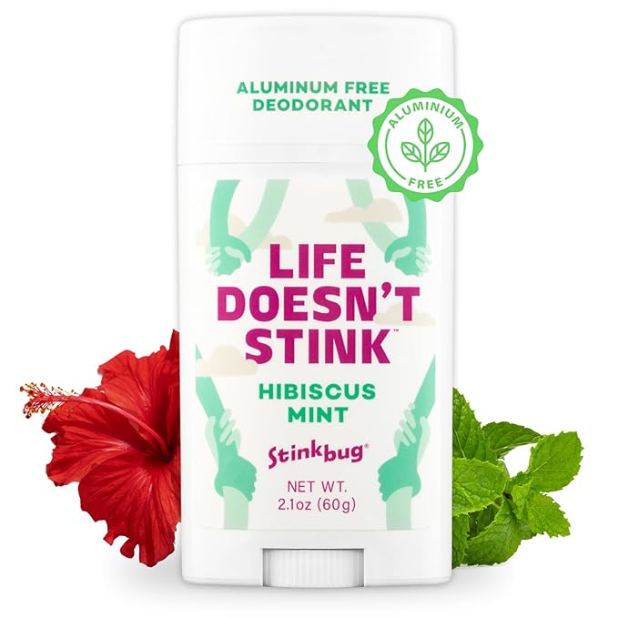 Stinkbug Naturals Organic Aluminum Free Deodorant Stick with Hibiscus Mint, Coconut Oil and Essential Oils, Paraben Free, Sensitive Skin Deodorant, 2.1 Ounces Pack of 1