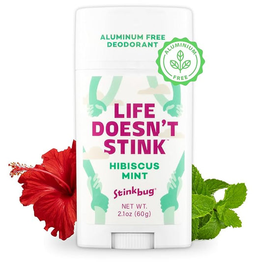 Stinkbug Naturals Organic Aluminum Free Deodorant Stick with Hibiscus Mint, Coconut Oil and Essential Oils, Paraben Free, Sensitive Skin Deodorant, 2.1 Ounces Pack of 1