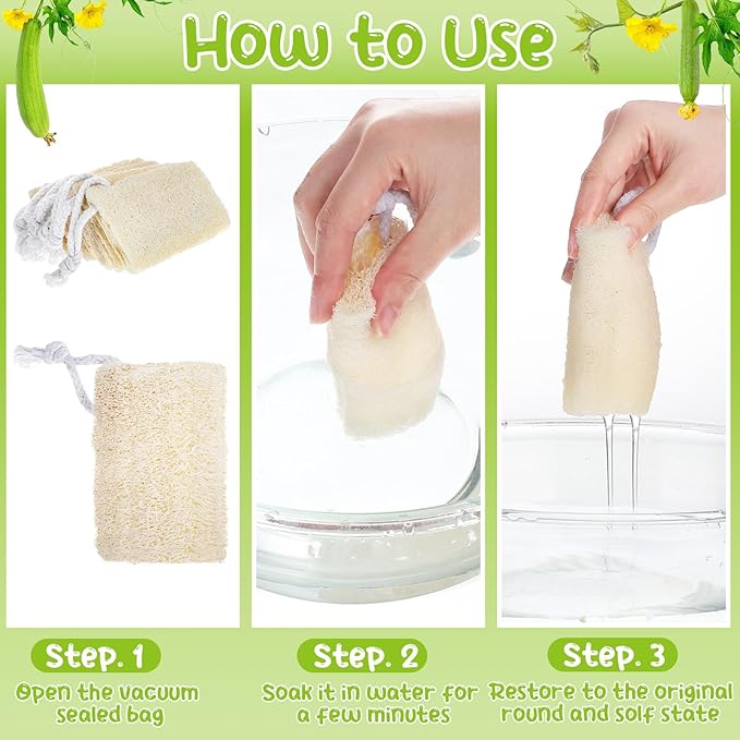 9 Pack 4”Natural Loofah Sponge Small Size Natural Organic Loofah for Kitchen Cleaning Dishes Toddler Exfoliating Skin Care Body Scrubber