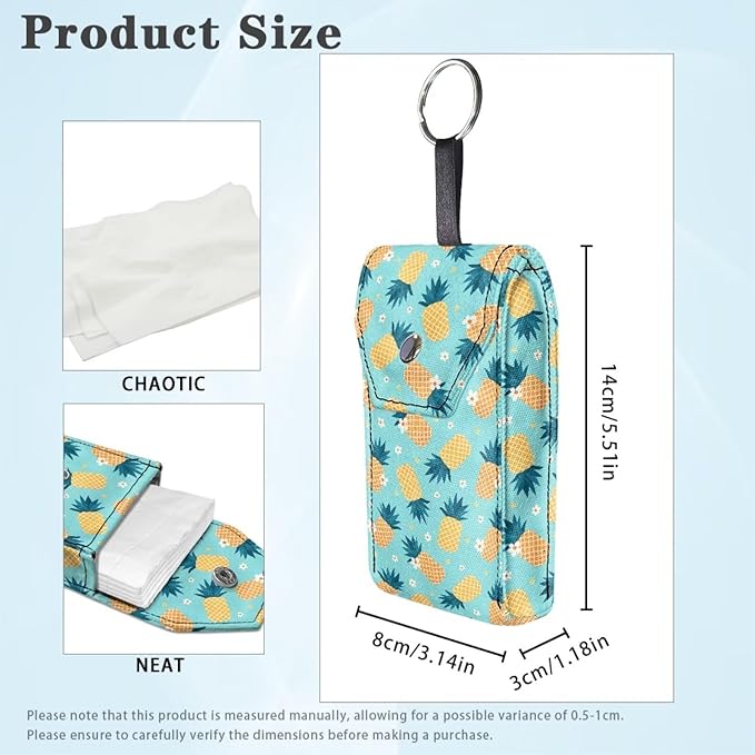 Pineapple Purse Tissue Packs Canvas Portable Tissue Holder with Hanging Rope Travel Tissue Holder Decorative Tissue Packs for Coins Key