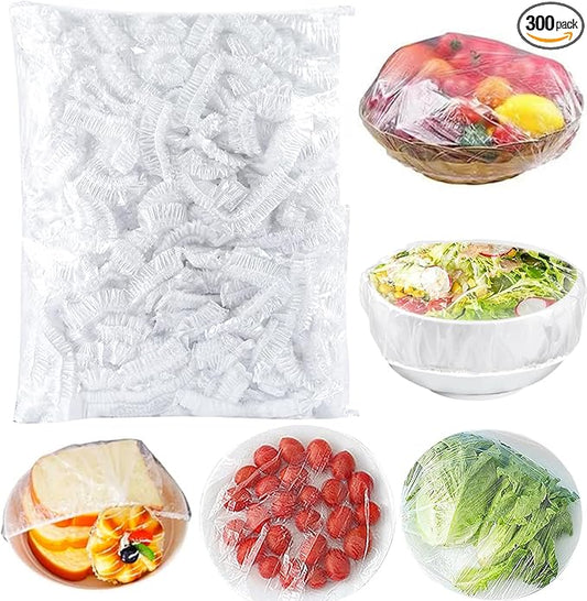 300Pcs Reusable Elastic Food Bowl Storage Covers, Sublaga Bowl Covers, Dish Plate Covers, Alternative to foil, Plastic Wrap,BPA Free