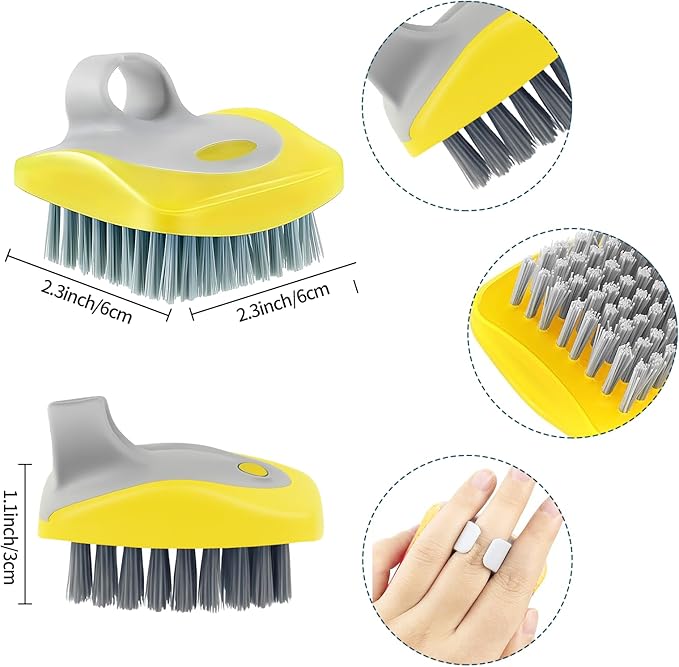 Vegetable Brush Scrubber for Food – 3-Pack Multi-Color Vegetable Brush with Soft & Hard Bristles, Silicone Handle Potato Scrubber, Ergonomic Cleaning Tools for Vegetables with Delicate or Tough Skin