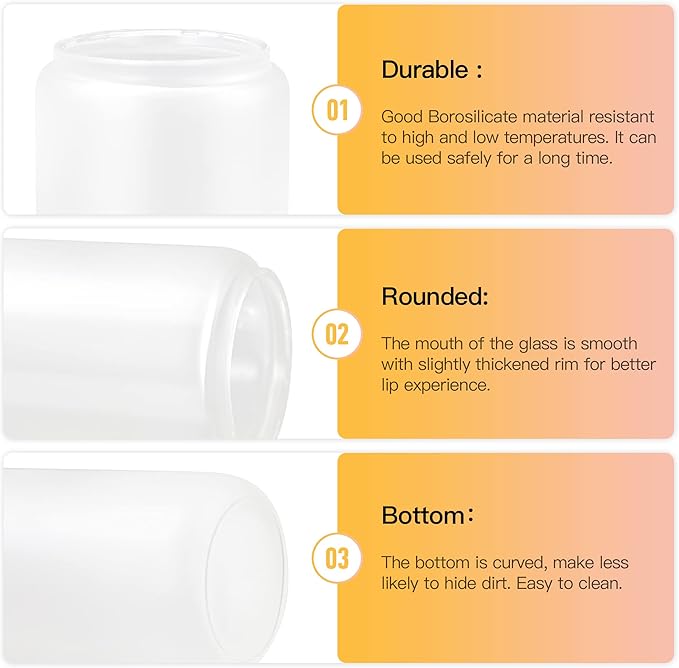 AGH Sublimation Glass Cup with Bamboo Lids and Straws 16oz Blanks Can Shaped Drinking Glasses 12Pack Frosted Beer cup for Iced Coffee, Milk, Juice.