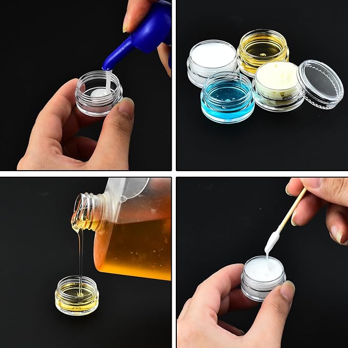 5 Grams Refillable Clear Round Plastic Jar Sample Empty Tin Storage Containers with Screw Lid for Makeup Face Cream Travel pots Cosmetic Bead Storage Container, 12 Pcs