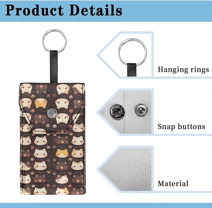 Purse Tissue Packs Lightweight Canvas Tissue Holder with Hanging Rope Travel Tissue Pouch for Coins Keys Decorative Tissue Holder for Daily Cute Cat