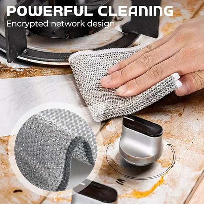 Multipurpose Wire Dish Rags, Premium Scrubbing Non-Scratch Wire Dishcloths for Dishes, Sinks (10)