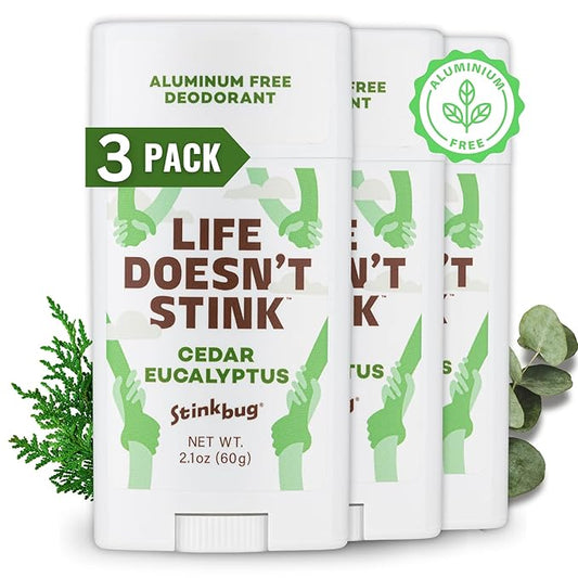 Stinkbug Naturals Organic Aluminum Free Deodorant Stick with Cedar Eucalyptus, Coconut Oil and Essential Oils, Paraben Free, Sensitive Skin Deodorant, 2.1 Ounces Pack of 3