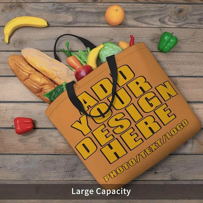 Custom Large Black Tote Bag With Pocket Extra Large Reusable Grocery Bags