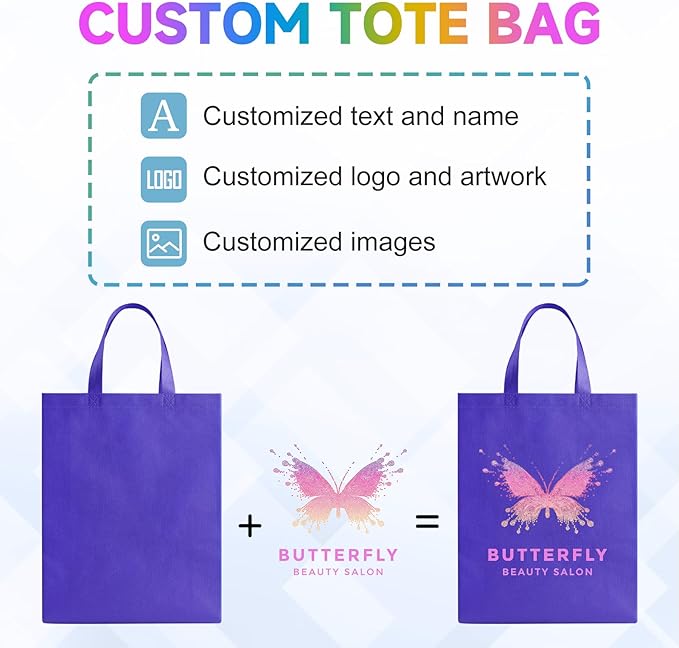 Custom Tote Bags with Your Logo, Personalized Reusable Shopping Bags for Shopping Business
