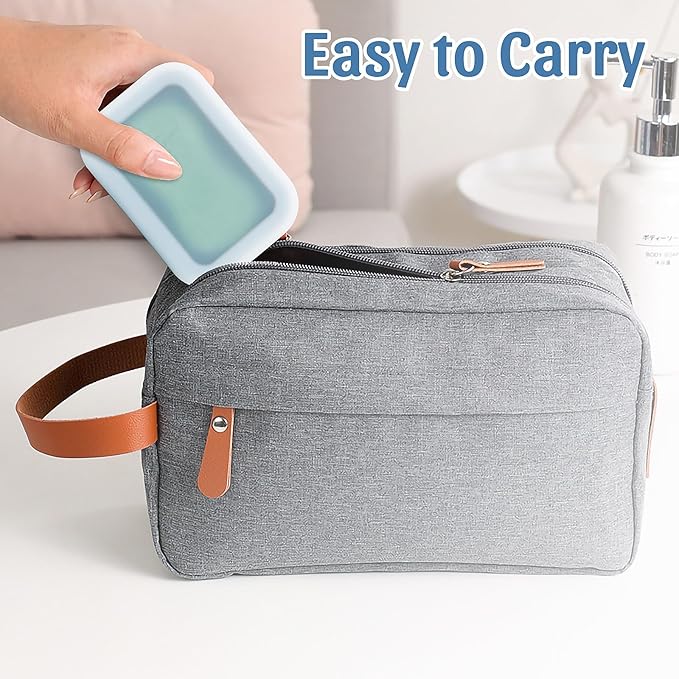 OZNER Leak Proof Travel Soap Container (Gray) - Silicone Soap Case with Drainage Pad, Compact Shatterproof Dish for Travel, Camping, Gym, Dorm, Bathroom Organizer