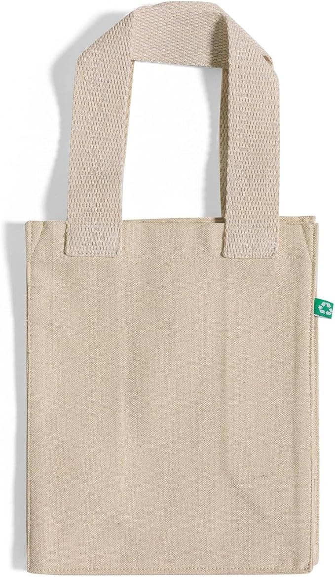 Recycled Canvas Book Bag with Full Gusset – 6 Pcs Eco-Friendly Reusable Tote Bags with Shoulder Straps, Bulk