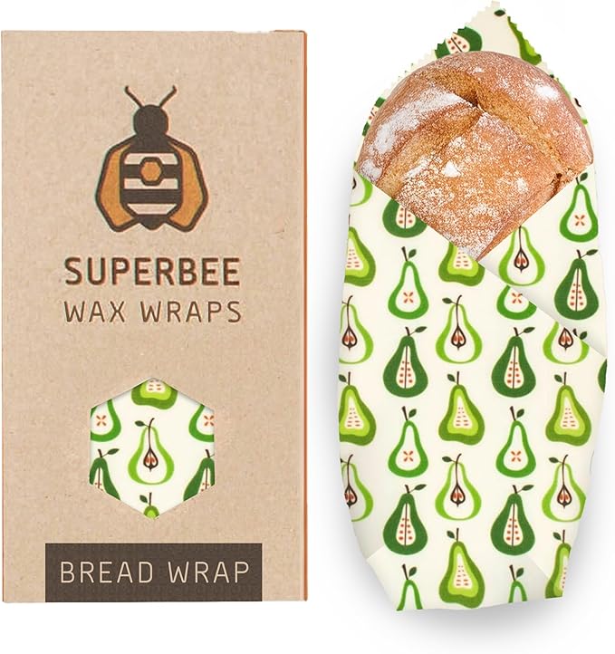 SUPERBEE Beeswax Bread Wrap, Reusable Beeswax Wrap for Food, Wrap Bread, Reusable Bees Wrap Paper for Wrapping Vegetables, Cheese Paper, Bowl Covers and Sandwich Wrapping, XXL (Pears)
