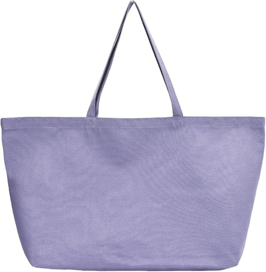 Large Canvas Tote Bag - Reusable Grocery Bag Foldable Heavy Duty Shopping Bag for DIY Art Crafts Painting Embroidery