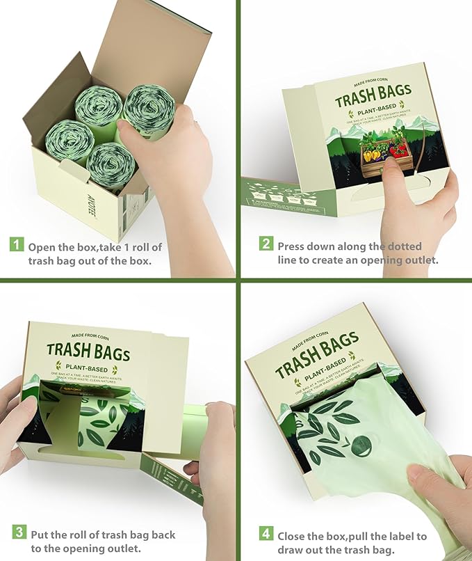 AYOTEE Small Compost Bags 2.6 Gallon with Handles, Small Compostable Trash Bags 100 Count Biodegradable Trash Can Liners/Thick 10 Liter Waste Basket Liners 2.6 Gallon for Compost Bin